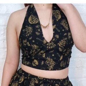 Black and Gold Halter Top